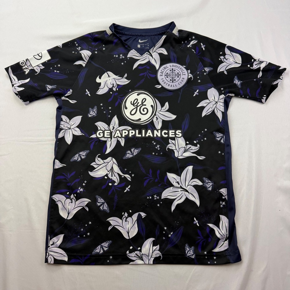 Nike Racing Louisville FC Jersey Youth L Black Floral Jaelin Howell #6 NWSL READ